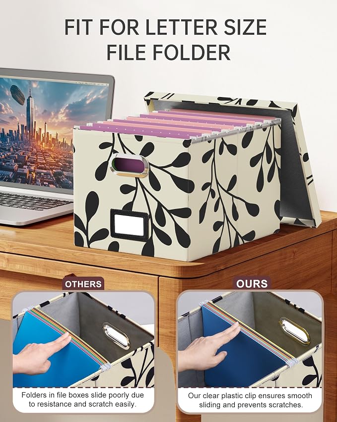 Oterri File Organizer with Lid, File Box, File Cabinet - Image 3