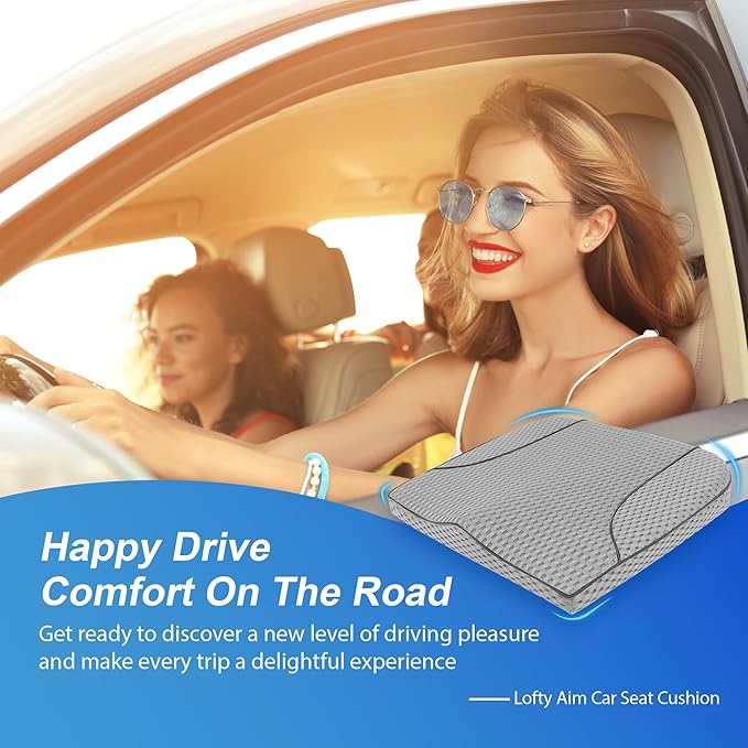 Car Seat Cushion, Comfortable Memory Foam Seat Pillow for Driving, Sciatica-Back Pain Relief, Cushion for Car-Truck, Office, Wheelchair - Mesh Gray-DeskLoop Office