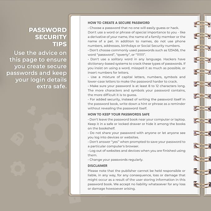 Clever Fox Password Book Spiral – Internet Address & Password Organizer - Image 5