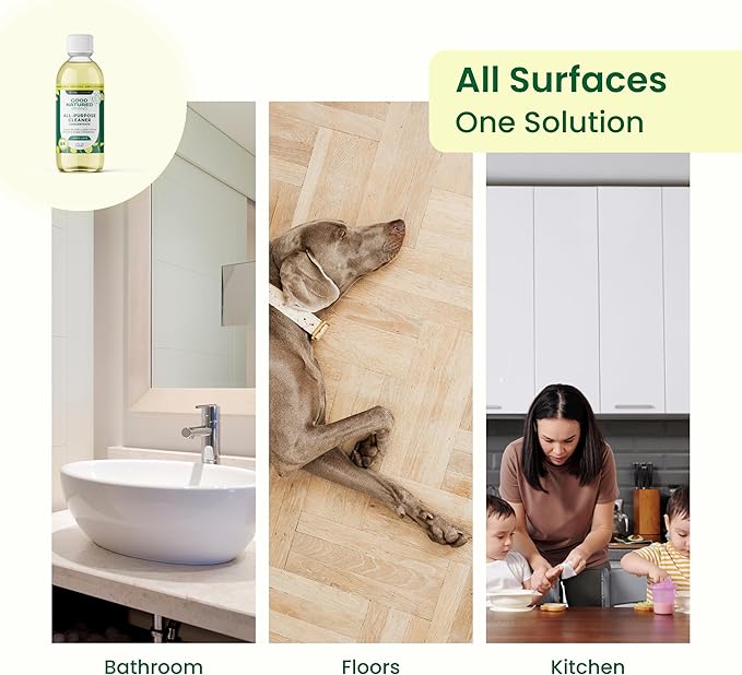 Good Natured Brand All-Purpose Cleaner Concentrate | Multi-Surface Cleaner | Natural Lemon Essential Oil | Multipurpose Cleaner Concentrate All Surfaces | Lemon Love | 4oz makes 64oz-DeskLoop Office
