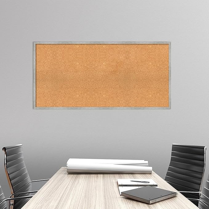 Amanti Art Natural Cork Board for Wall, 23x47 Vision Board with White Frame, Oversize Corkboard Office Decor for Home Organization, Cottage Corkboard Pinboard to Display Items for Home Organization-DeskLoop Office