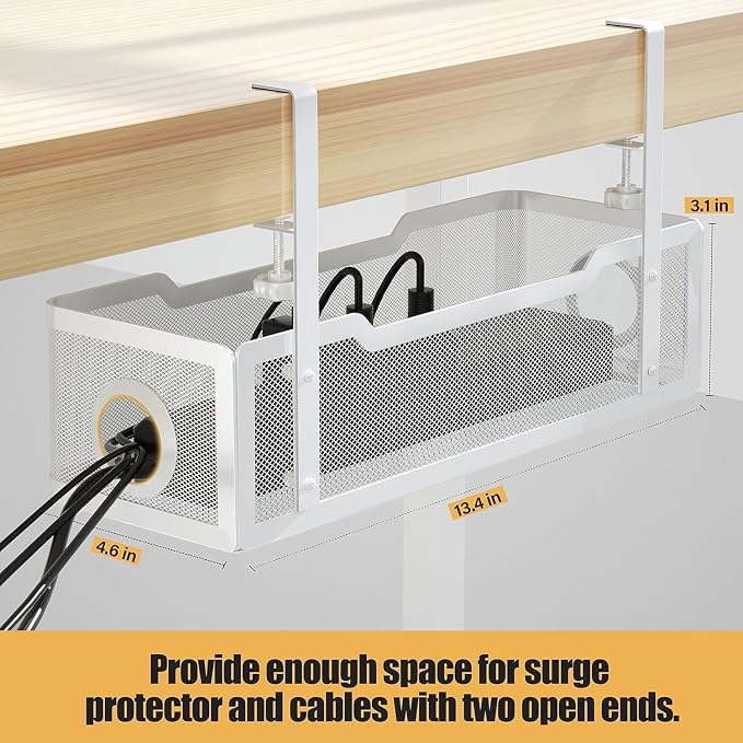 2 Pack Under Desk Cable Management Box White, Cinati 26.8" Wire Organizers No - Image 5