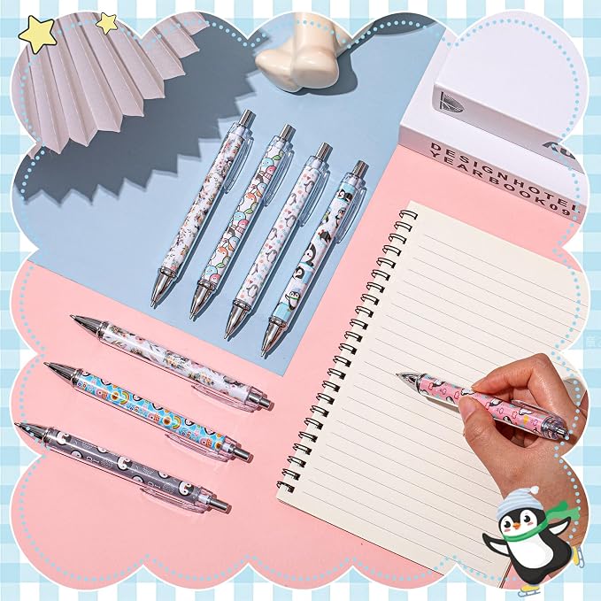 Ireer 8 Pcs Ballpoint Pens for Women 1.00 mm Cute Black Ink Fancy Pens Fine - Image 4