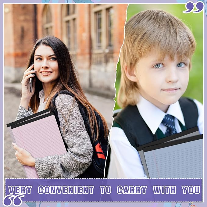 Fuutreo 8 Pcs 8.5'' x 11'' Colored Legal Pad Writing Pads Narrow Ruled 50 Sheets Per Notepad Perforated Writing Notepad Office Supplies for College Office Business (Taro Color)-DeskLoop Office