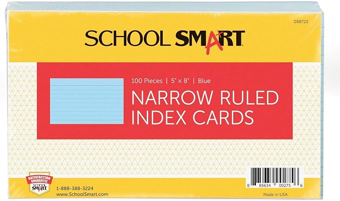 School Smart Ruled Index Cards, 5 x 8 Inches by SchoolSmart