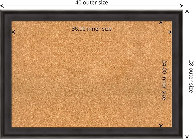 Amanti Art Natural Cork Board for Wall, 28x40 Vision Board with Black Wood Frame, Large Corkboard Office Decor for Home Organization, Casual Corkboard Pinboard to display items for home organization-DeskLoop Office