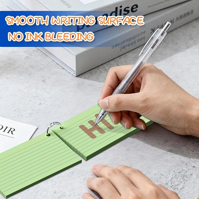 300 Count 3x5 Index Cards with Key Ring, 6 Colored Flash Cards Double-Sided - Image 5