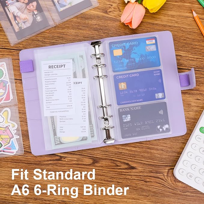 12PCS A6 Binder Pockets, 6 Holes Budget Cash Envelopes | - Image 5