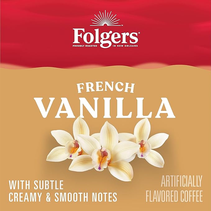 Folgers French Vanilla Artificially Flavored Coffee, Keurig K-Cup pods, 10 Count Box (Pack of 6)-DeskLoop Office