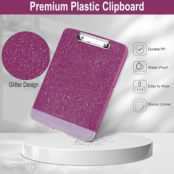 HWPRATO Glitter Clipboard with Storage, Clip Boards 8.5x11 with Pen Holder - Image 7
