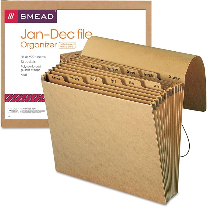 Smead Expanding File with Flap and Cord Closure, 12 Pockets, Letter Size - Image 2