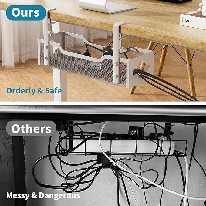 Under Desk Cable Management Tray White, Litwaro Cable Management Under Desk No - Image 6