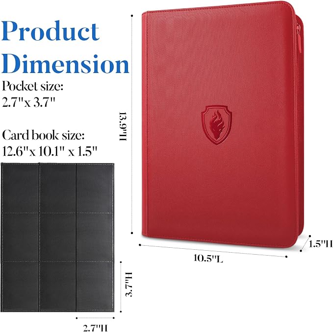 Premium Zip Card Binder, Fabmaker 9 Pocket Trading Card Binder, PU Cover Zipper - Image 6