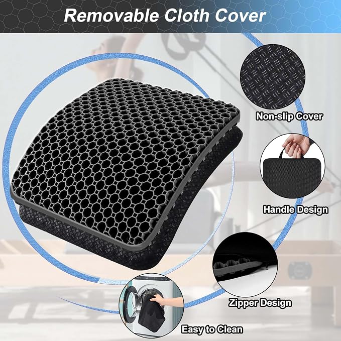 Seat Cushion, Gel Seat Cushion for Long Sitting– Back, Tailbone Pain Relief Pad - Image 4