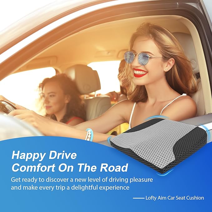 Car Seat Cushion, Comfortable Memory Foam Seat Pillow for Driving, Sciatica-Back Pain Relief, Cushion for Car-Truck, Office, Wheelchair - Mesh Black&Gray-DeskLoop Office