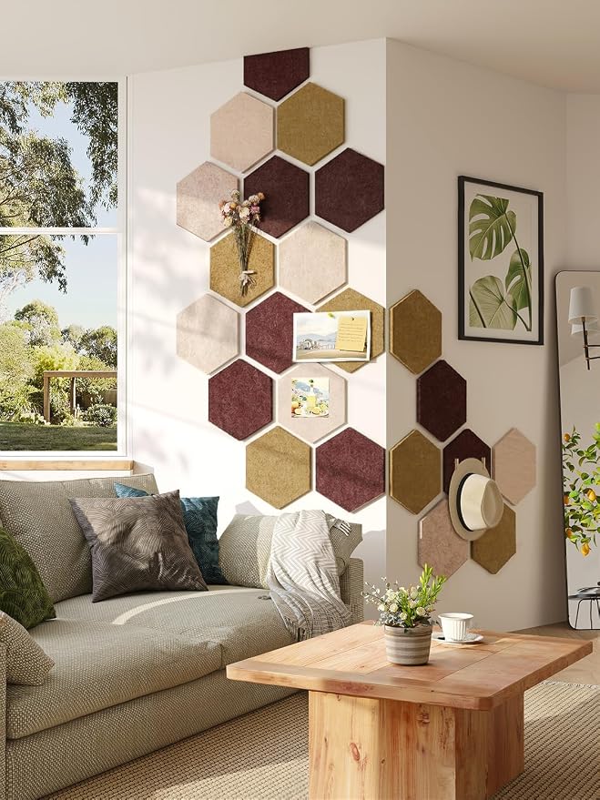 8 Pack Hexagon Felt Bulletin Board Tiles - Image 2
