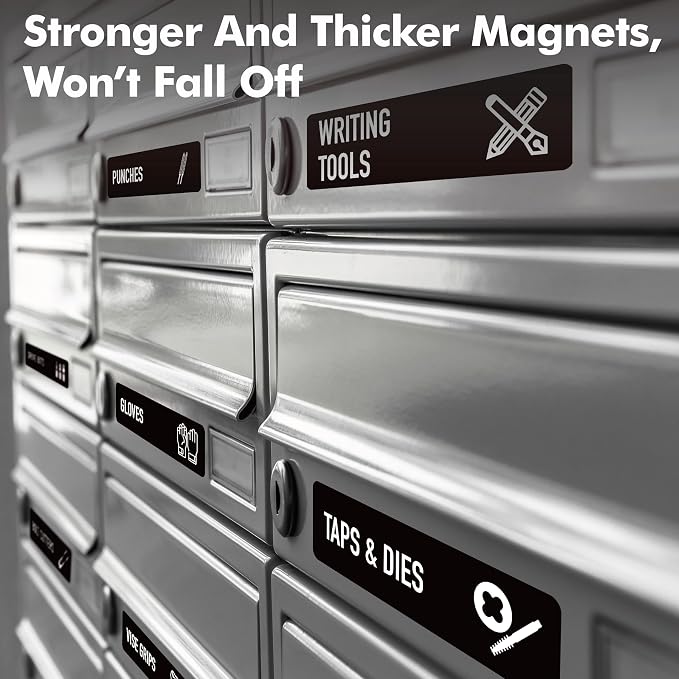 90 PCS Magnetic Toolbox Labels, 82 Pre-Printed & 8 Blanks Large Size Tool Chest - Image 6