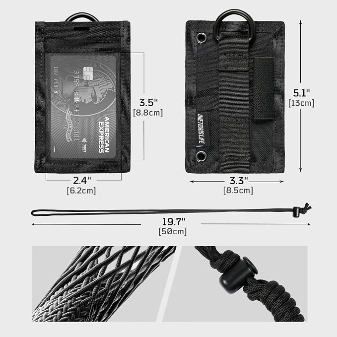 OneTigris Tactical ID Card Holder Hook & Loop Patch Badge Holder Neck Lanyard - Image 5
