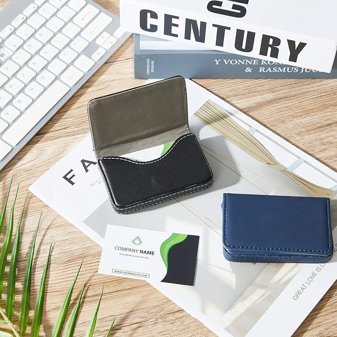 Outus 2 Pcs Business Card Holder, PU Leather Business Card Case Pocket Wallet - Image 5