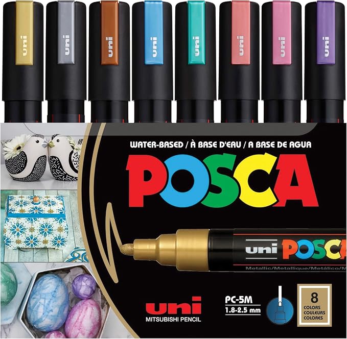 posca Markers Set, 8 Medium Paint Markers 5M, Metallic Tones – Gold by Unknown