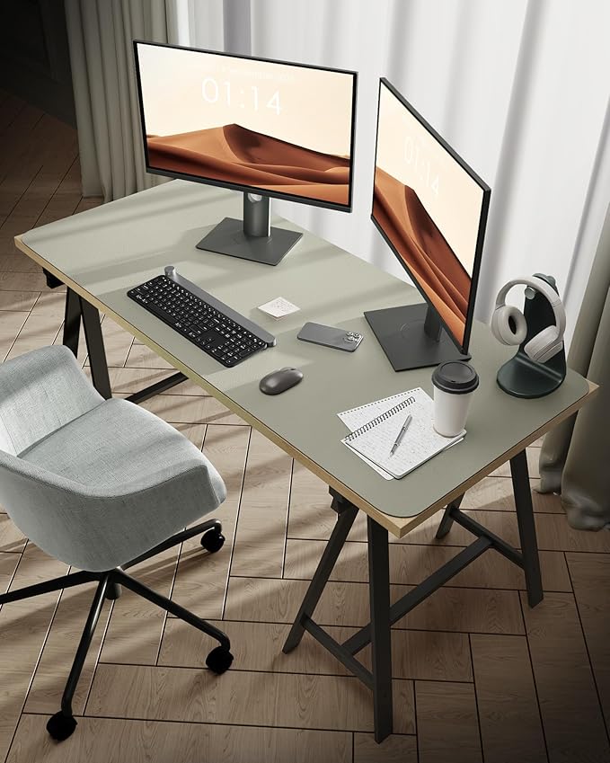 YSAGi Leather Desk Protector, Office Mat, Large Mouse Mat, Non-Slip PU Leather Blotter, Laptop Pad, Waterproof Writing Pad for Office and Home (Sage Green, 47.2" x 23.21")-DeskLoop Office