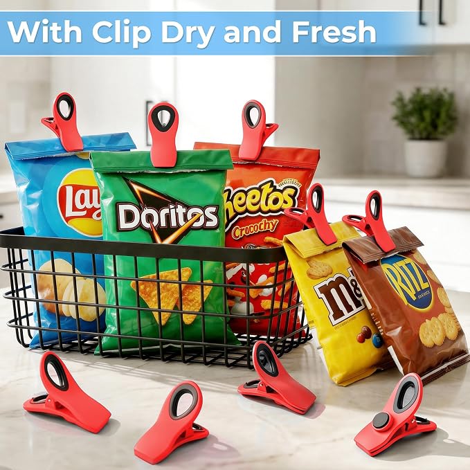 12 Pack Chip Clips, Bag Clips for Food, Magnetic Sealers for Chips and Other - Image 4