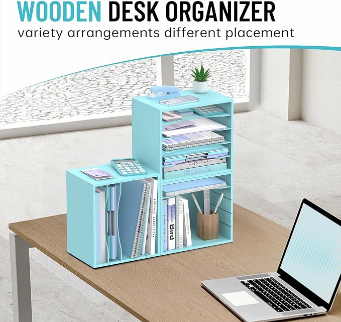 SHARKWOODS 5-Tier Wood Desk Organizer, Paper Tray Organizer - Image 2