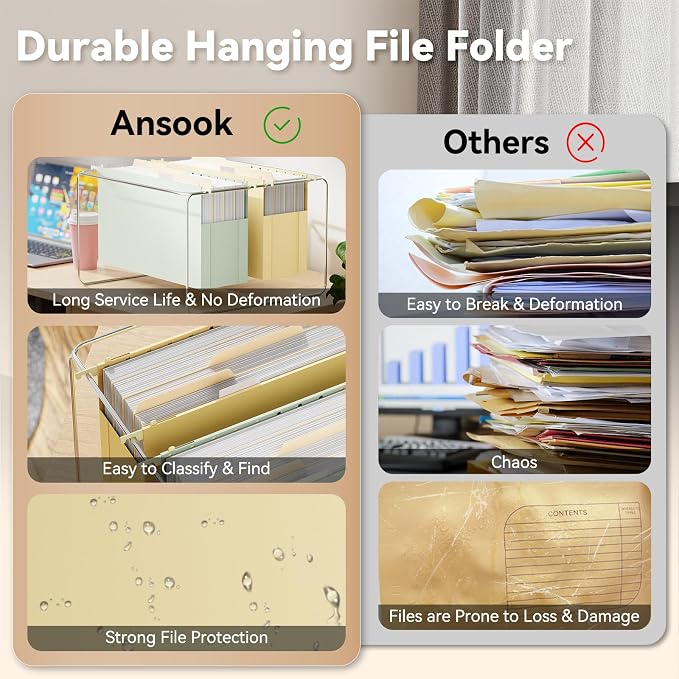 Ansook Legal Size Hanging File Folders, 6 Pack Expandable 4 Inch File Folders - Image 5