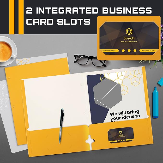 Better Office Products Two Pocket Portfolio Folders, Dark Yellow, Letter Size - Image 4