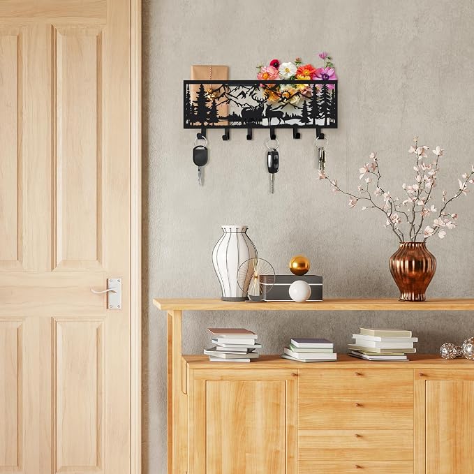 Deer Metal Wall Mail Organizer Wall Mounted Key and Mail Holder Mail Basket - Image 8