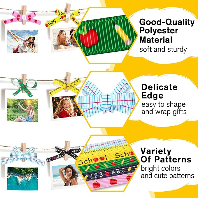 6 PCS Ruler Ribbon Teacher Themed 30 Yards, Back to School Ruler, ABC Ribbon - Image 4