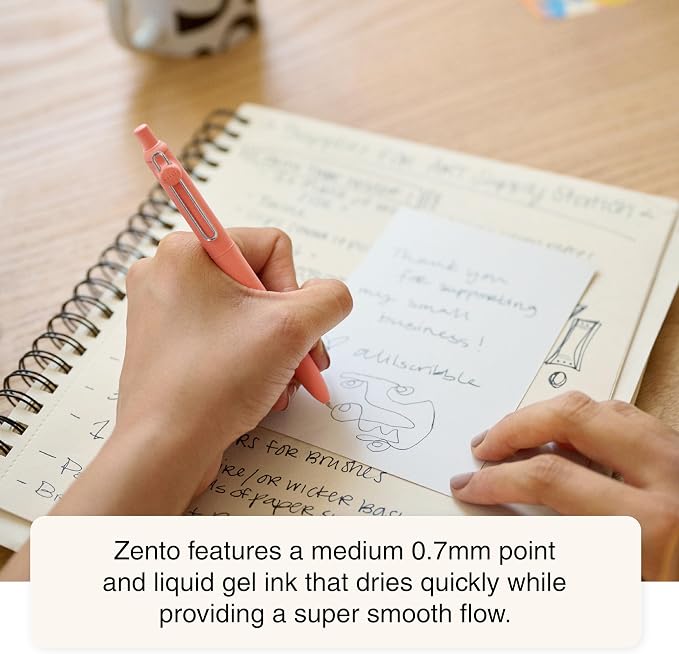 uniball Zento Liquid Gel Ink Retractable Pens, Medium Point, Muted Barrels - Image 7