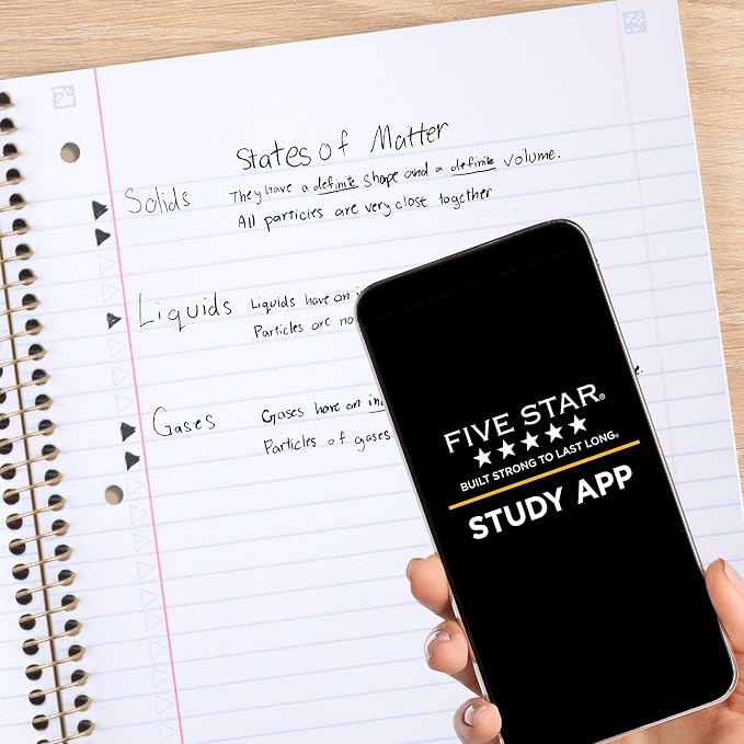 Five Star Spiral Notebook + Study App, 2 Pack, 1 Subject, Wide Ruled, 80 Sheets - Image 3