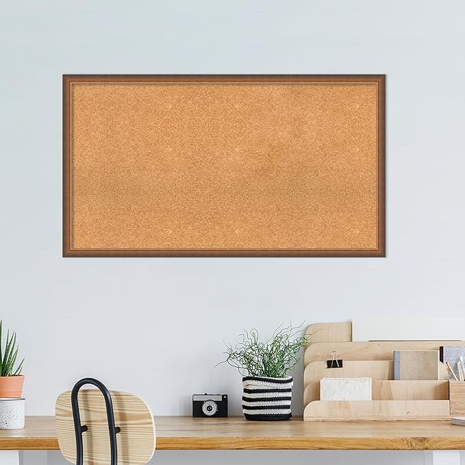 Amanti Art Natural Cork Board for Wall, 26x46 Vision Board with Bronze Frame, Oversize Corkboard Office Decor for Home Organization, Modern Corkboard Pinboard to Display Items for Home Organization-DeskLoop Office