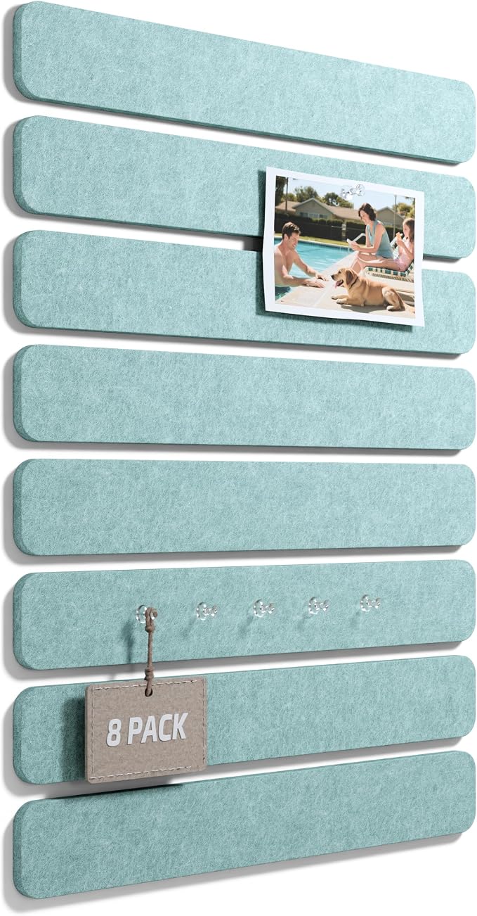 Fluxynara Cork Board Alternative Felt Strip Board 8-Pack 13"x2", Office Pin by FLUXYNARA