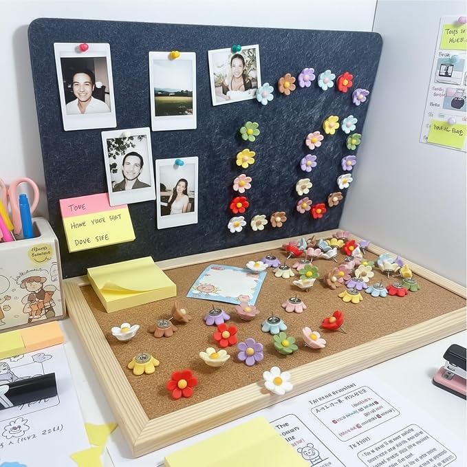 30pcs - 10 Colors Flower Push Pins Cute Thumb Tacks - Image 6