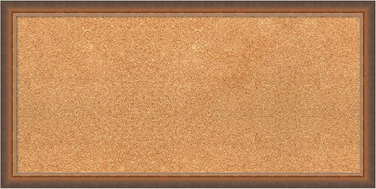 Amanti Art Natural Cork Board for Wall, 16x32 Vision Board with Bronze Frame, Medium Corkboard Office Decor for Home Organization, Modern Corkboard Pinboard to Display Items for Home Organization in-DeskLoop Office