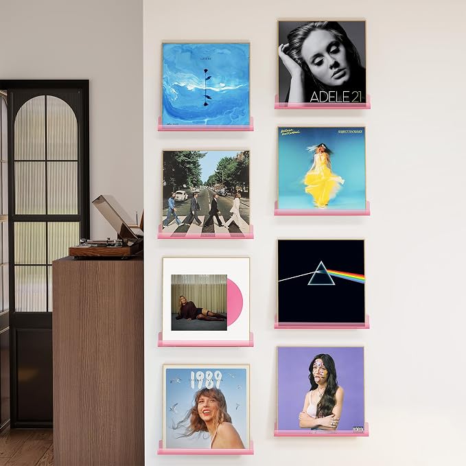 Laurensory 8 Pack Vinyl Record Shelf Wall Mount Shelves, 12 inch Clear Acrylic - Image 6