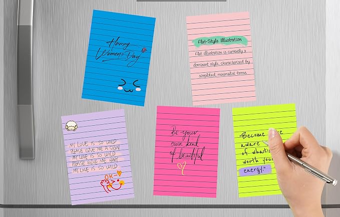 Lined Sticky Notes 4x6 in Post, Self-Stick Pads Bright Colors Sticky Note - Image 4