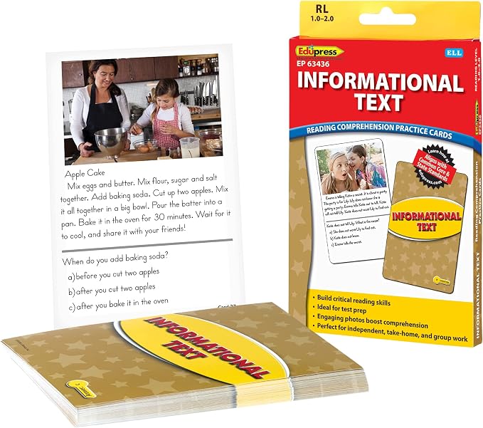 Edupress Reading Comprehension Practice Cards, Informational Text by TeacherCreatedResourcesOS