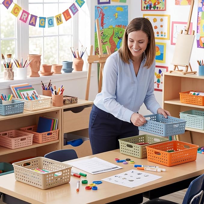 12 Pack Turn in Trays for Classroom, Stackable Letter Size Paper Trays - Image 3