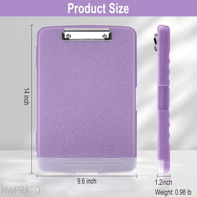 HWPRATO Glitter Clipboard with Storage, Clip Boards 8.5x11 with Pen Holder - Image 2