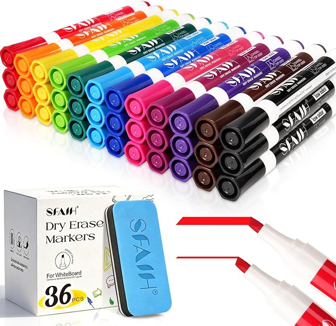 SFAIH Dry Erase Markers Chisel Tip by SFAIH