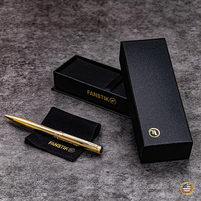 Customized Gold Luxury ballpoint pen (Made In USA) fancy gift set for women, Real 24K Gold Plating, Professional executive pen gift set for men (Lux Custom-BallPoint Gld)-DeskLoop Office