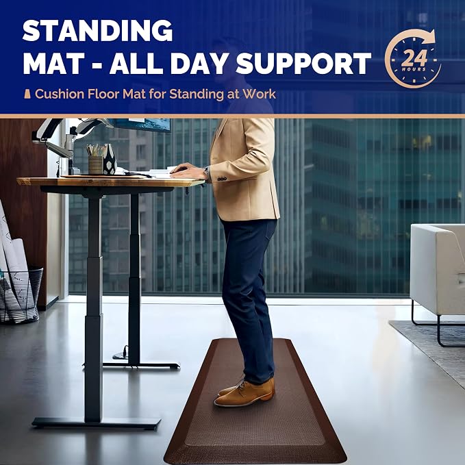 FEATOL Anti Fatigue Mat for Standing, 9/10 Extra Thick Ergonomic Standing Desk - Image 2