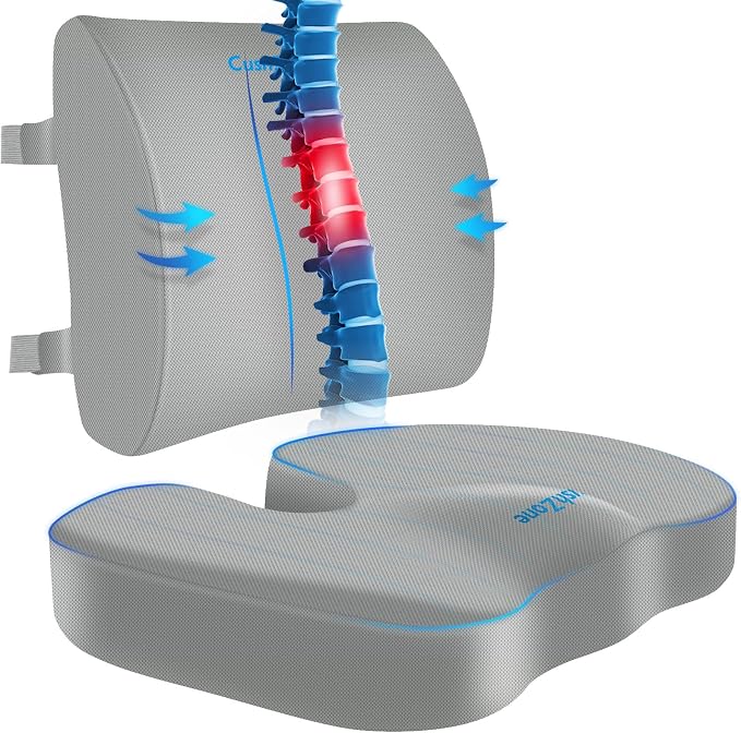 CushZone Ergonomic Seat Cushion & Lumbar Support Pillow by CushZone
