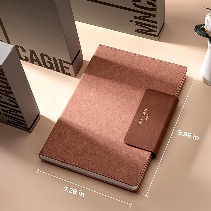 Leather Journal for Men 320 Pages B5 Large Journaling Notebooks with 100 GSM Thick Paper Journals for Writing Notebook for Men & Women with Buckle Closure Work Diary, 7.28" x 10.23", Pink-DeskLoop Office