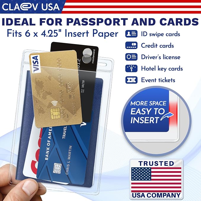 Claev Flexible and Tear Resistant Vertical 4x6 Passport & Card Holders - Image 4