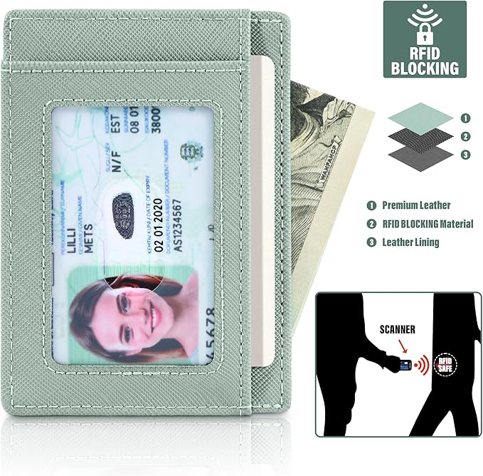 Travelambo Slim Wallet Front Pocket Minimalist Leather RFID Blocking Medium Size - Image 5