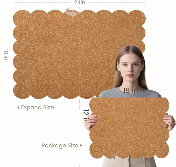 Lightomorrow Scalloped Bulletin Board, 24 x 18 Inches Felt Pin Board - Image 2